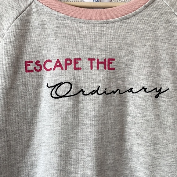 Time & True Escape the Ordinary Crew Neck Gray Pink & Yellow sz L - Picture 4 of 8